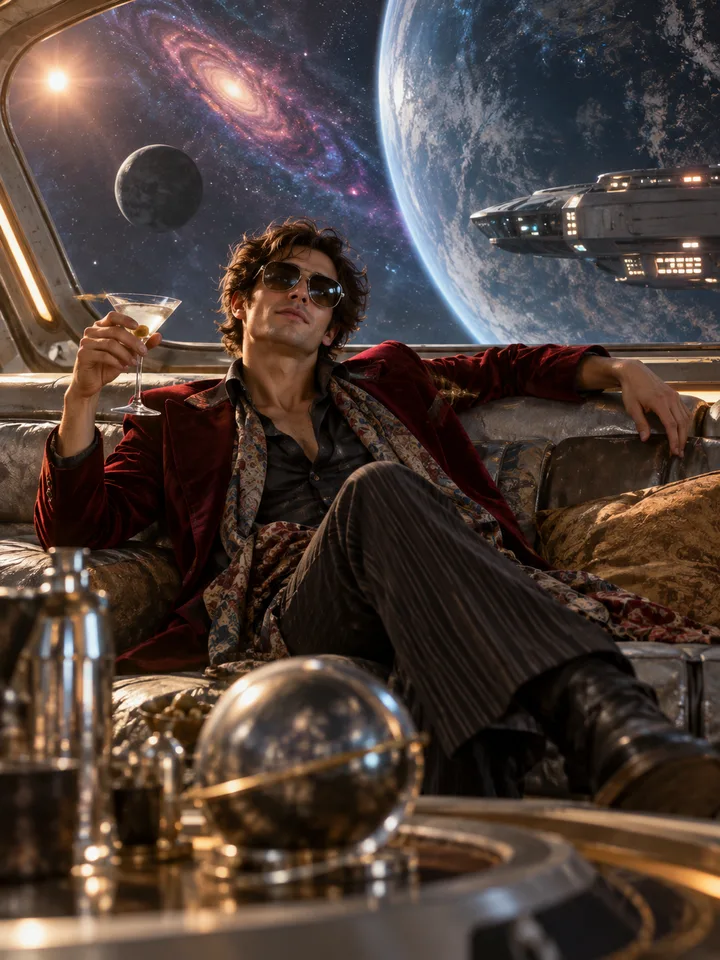 Illustration éditoriale de Young Zaphod Plays It Safe, nouvelle de Douglas Adams