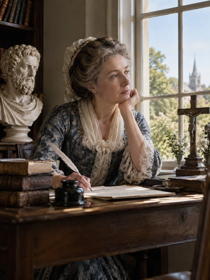 Photorealistic editorial illustration of Introduction to the Works of Epictetus, by Elizabeth Carter in the Prokopton42.com Library