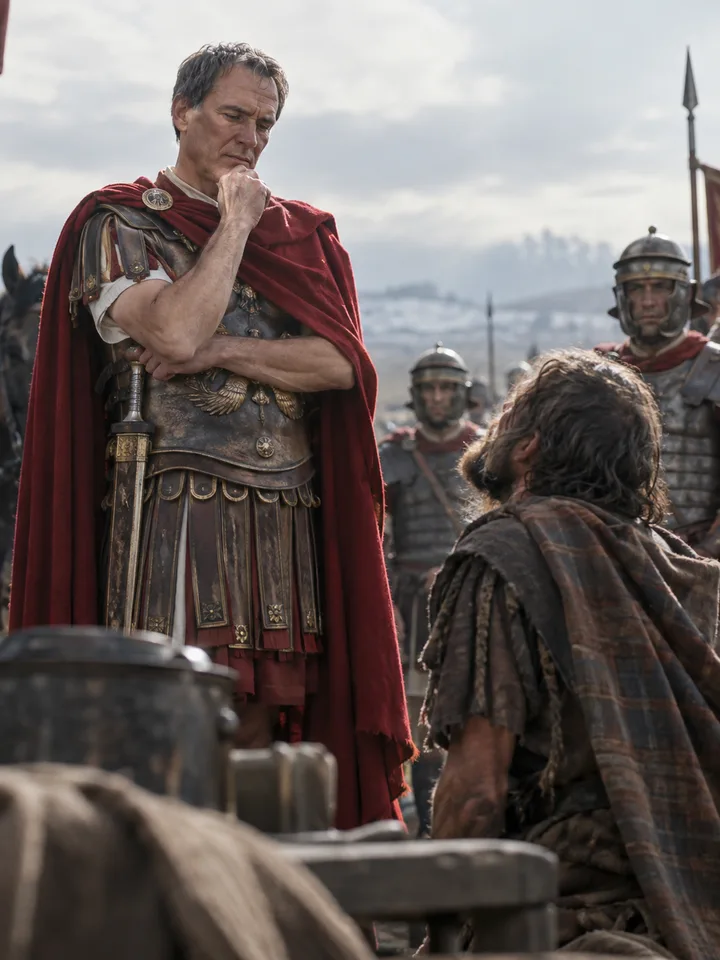 Photorealistic editorial illustration of Caesar in the Prokopton42.com Library