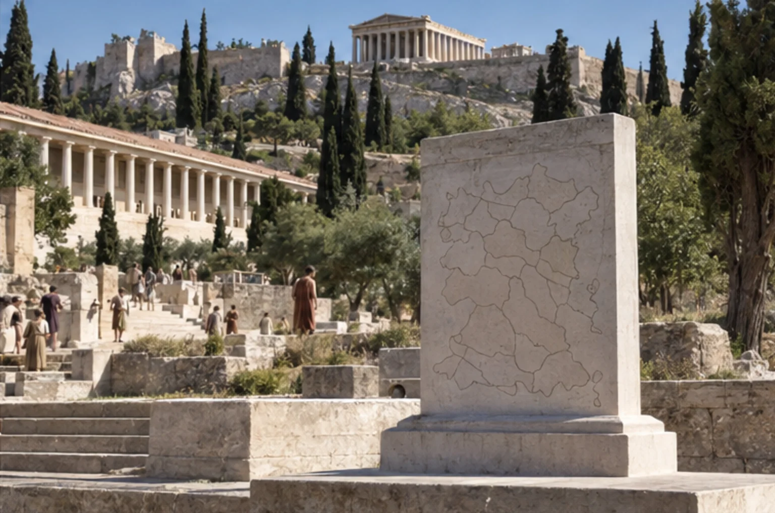 Modern reconstruction of Nearby historical landmark, 508 BCE for Minos, a Pseudo-Platonic Dialogue on Prokopton42.com Modern reconstruction of Nearby historical landmark, 508 BCE for Minos, a Pseudo-Platonic Dialogue on Prokopton42.com