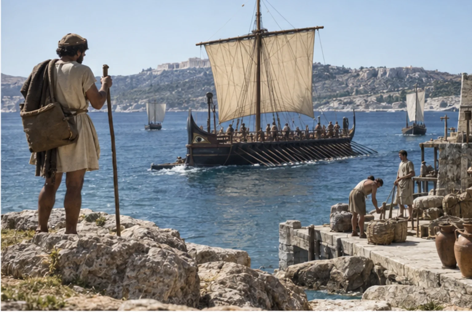 Modern reconstruction of Material world: transport and communication, 508 BCE for Phaedo on Prokopton42.com